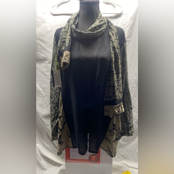 Silk kimono style jacket & scarf NWT sz L - Picture 2 of 8